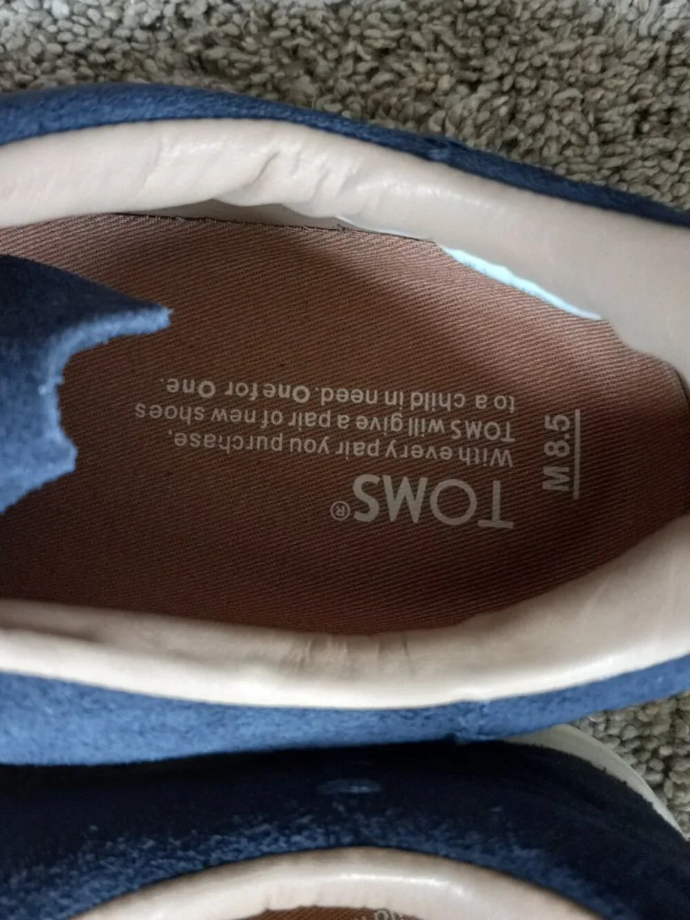 Toms Lenox Navy Suede Mens 8 Shoes New in Box